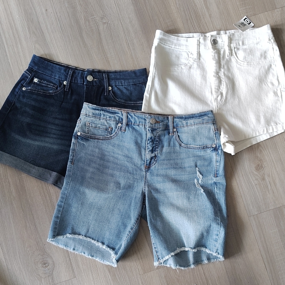 Target Women's Denim Shorts - White, Light Blue, Dark Blue
